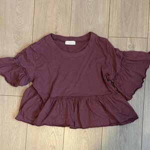 Altar’d State Elegant Mauve Ruffle Blouse